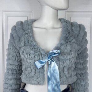 BCBG women's rabbit fur cardigan XS